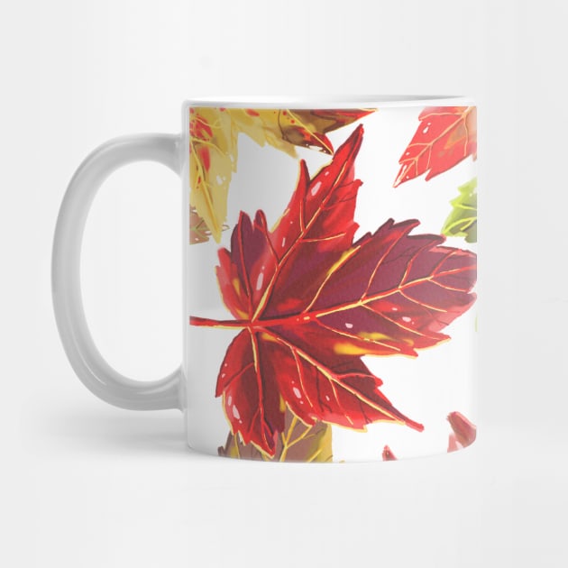 Cute Colorful Autumn Fall Green Orange Red Leaves Leaf Tropical Gift by Freid